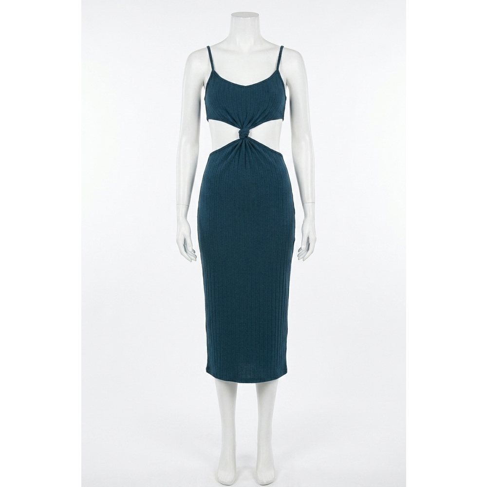 NEW ENDLESS BLU. knotted cutout midi dress in teal